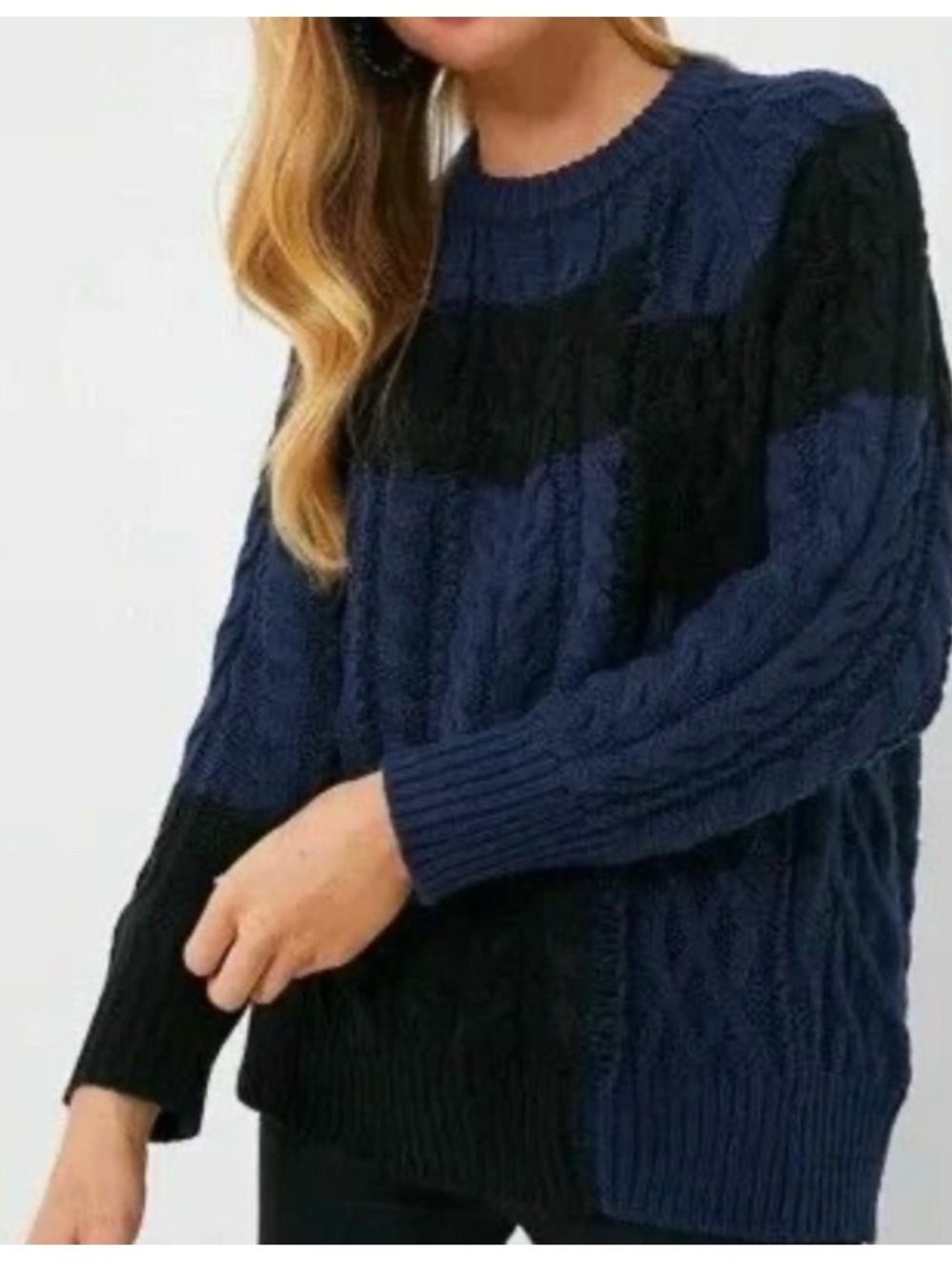 Tuckernuck Navy and Black Cable Knit Women’s Sweater